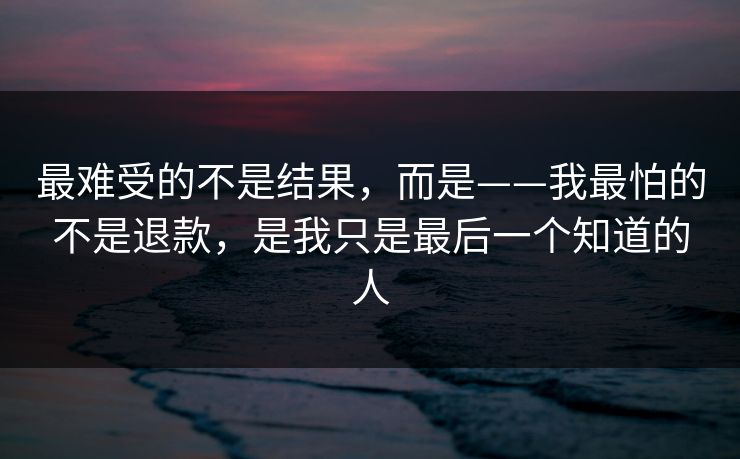 最难受的不是结果，而是——我最怕的不是退款，是我只是最后一个知道的人