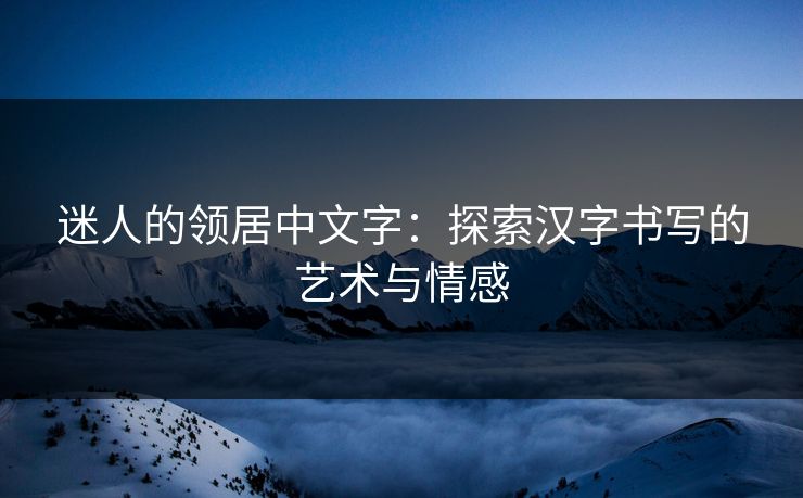 迷人的领居中文字：探索汉字书写的艺术与情感