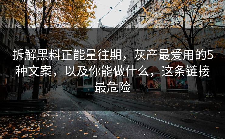 拆解黑料正能量往期，灰产最爱用的5种文案，以及你能做什么，这条链接最危险